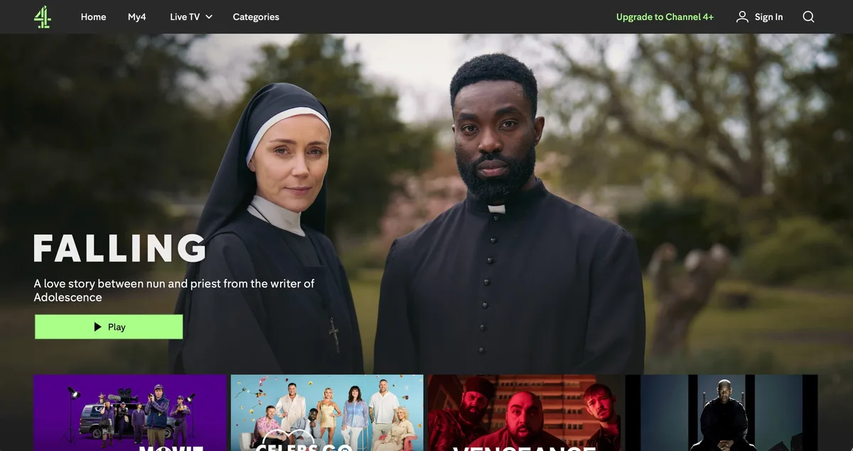 The Channel 4 landing screen as it looks after sign-in