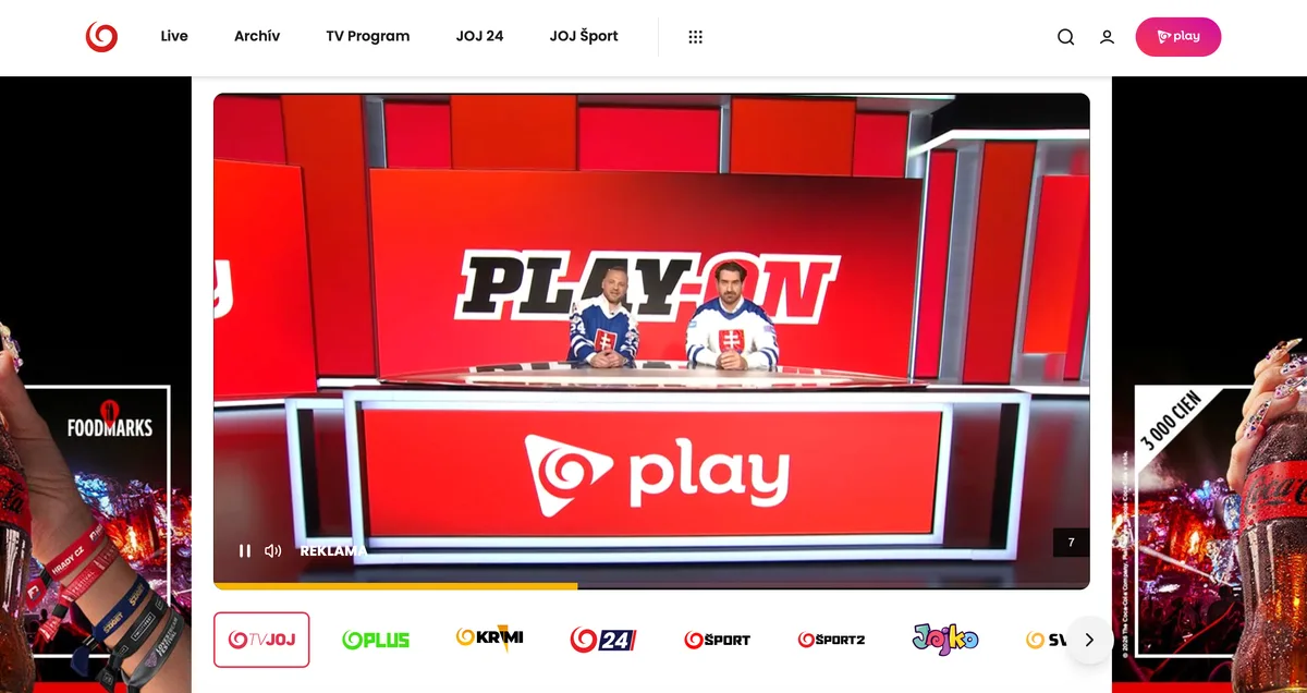 Screenshot of the JOJ Play home screen