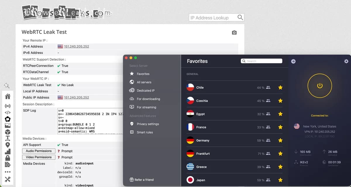 WebRTC leak test confirms CyberGhost VPN does not expose your real IP address