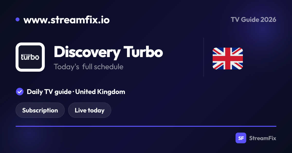 Discovery Turbo Schedule today: What’s on, live and online | StreamFix.io