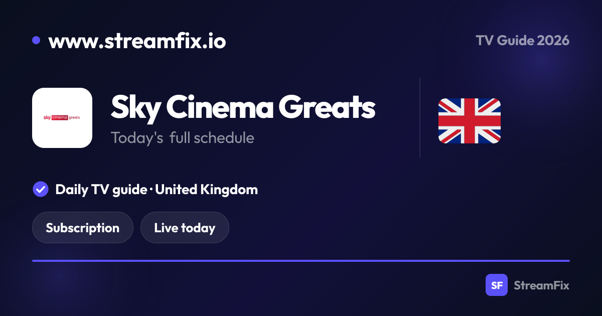Sky Cinema Greats Schedule today: What’s on, live and online | StreamFix.io