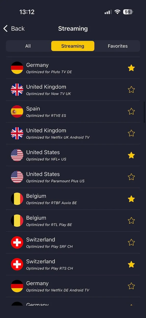 CyberGhost-iPhone-App mit Streaming-Servern für den Sportdienst DAZN