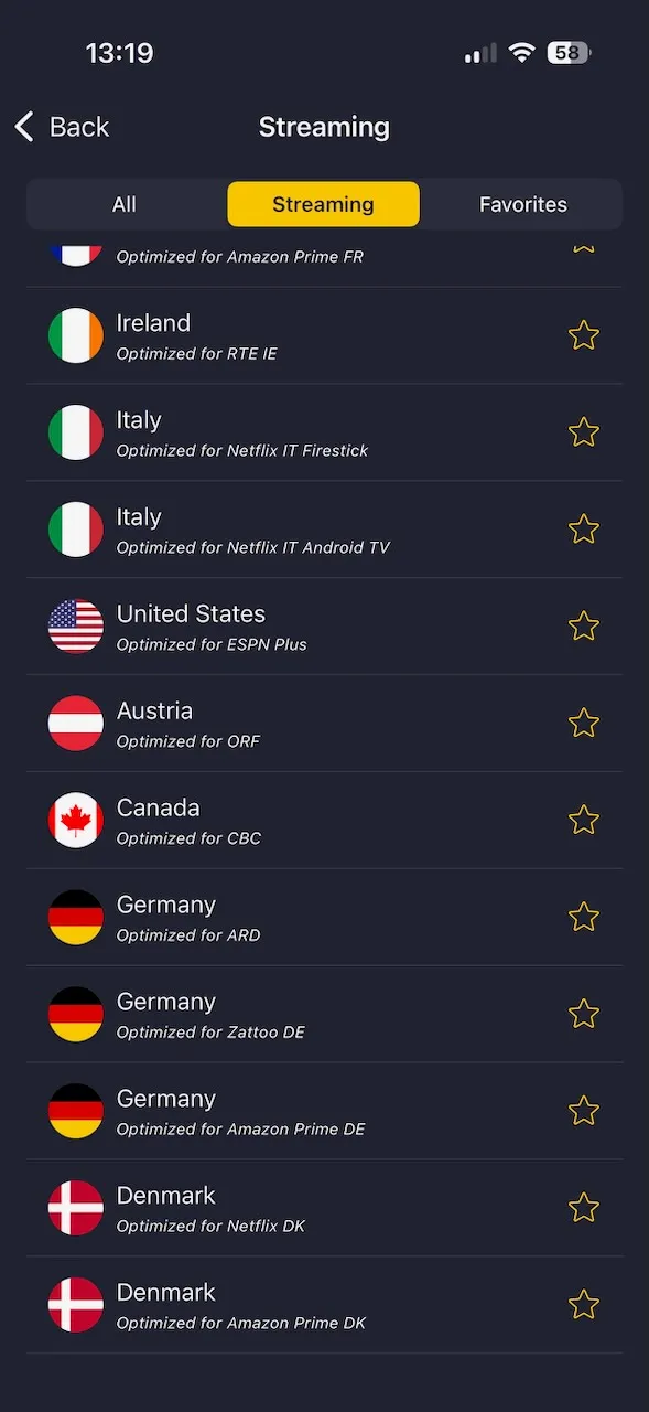 CyberGhost-iPhone-App mit Streaming-Servern für Paramount+, NFL+ und RTBF