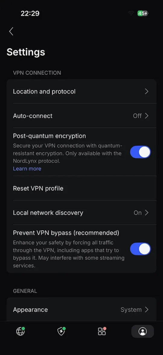 Nastavení připojení NordVPN pro iPhone s postkvantovým šifrováním
